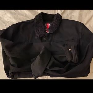 Black denim Sherpa jacket